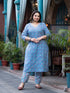 Women Plus Size Blue Pure Cotton Kurta Set With Dupatta